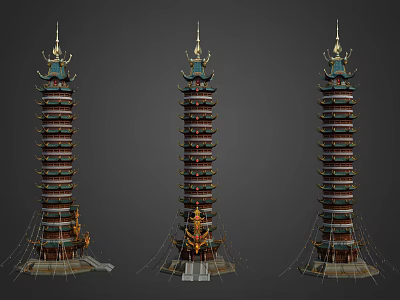 Chinese Tower Libra Fantasy Magic Star Tower 3d model