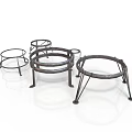 Black Metal Circular Equipment Stands With Ring Structure And Sturdy Support Legs