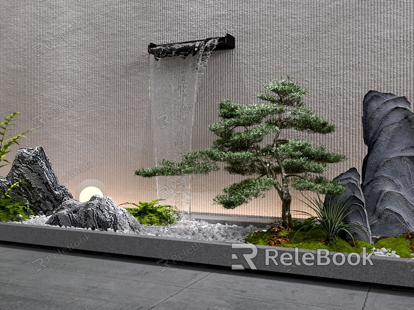 New Chinese style waterscape overlapping water landscape interior landscape sketch courtyard sketch landscape stone landscaping tree model