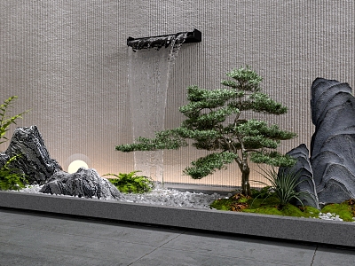 New Chinese style waterscape overlapping water landscape interior landscape sketch courtyard sketch landscape stone landscaping tree 3d model