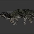 Detailed 3D Mountainous Terrain With Rocky Cliffs Green Vegetation And Steep Slopes