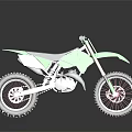 Green Dirt Bike With Black Seat White Fenders And Red Rimmed Wide Tires