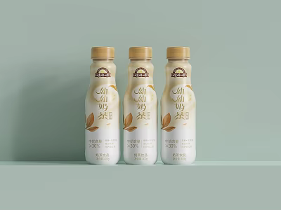 Bottled Plant Milk Drink with Oat Flavor Displayed on Light Green Background 3d model