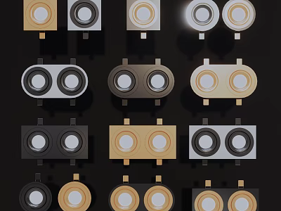 Various Styles Downlights and Spotlights with Black Beige White Color Options 3d model