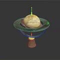 Decorative Globe With Earth Surface And Metal Ring On Pedestal Base