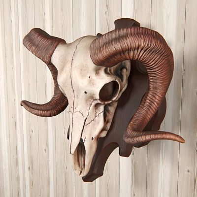 Rustic Ram Skull Wall Decor With Faux Bone Finish For Living Room Home Accent 3d model Rustic Ram Skull Wall Decor With Faux Bone Finish For Living Room Home Accent 3d model
