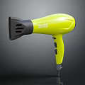 Brite Yellow Electric Hair Dryer With Modern Handle Design And Black Nozzle
