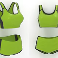 Green Activewear Set Featuring Sports Bra And High Waist Shorts With Black Trim