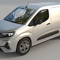 Silver Compact Cargo Van Exterior Featuring Roof Rack And Windows 3d model