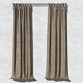 Brown Velvet Curtains Hanging On Rod With Pleated Design For Home Decor