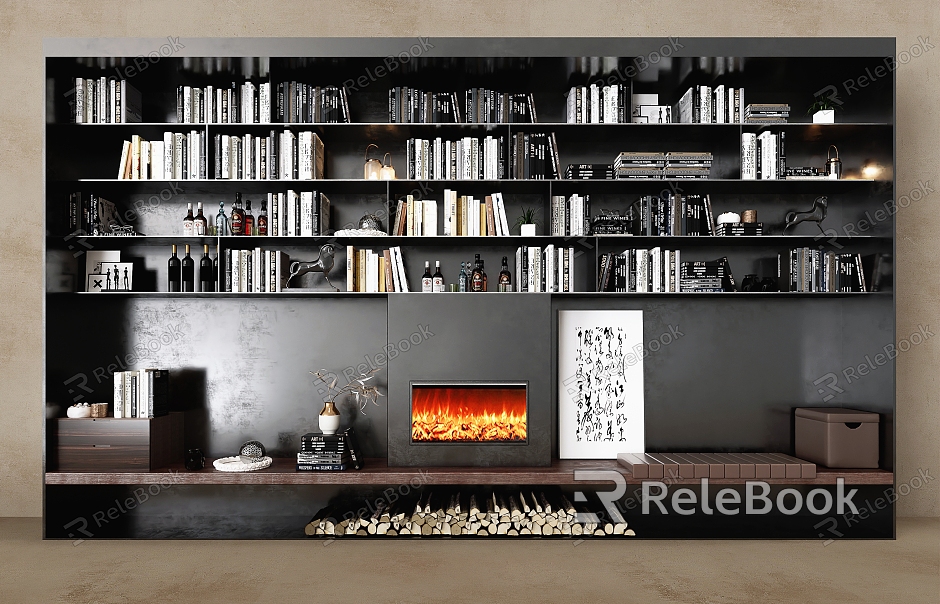 Modern Bookcase Display Cabinet Aluminum Plate Cabinet model