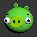Green Pig 3D Model Character With Big Eyes And Round Green Nose
