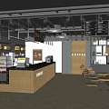 Modern Coffee Shop Interior Design With Counter Display Cases Menu Boards Tables And Bench