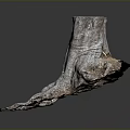 Natural Wooden Stump With Exposed Roots And Rustic Stone Textured Base Design