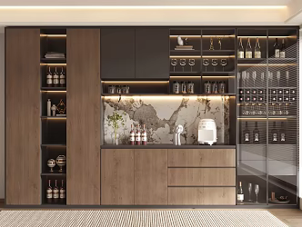 Modern wine cabinet jewelry ornaments combination 3d model