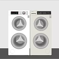 Two Modern Silver Washing Machines Arranged Side by Side in Laundry Room 3d model