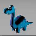 Cute Blue Cartoon Dinosaur Character With Purple Spots And Friendly Look