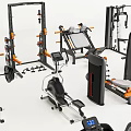 Fitness Equipment with Treadmills Dumbbells Weight Racks and Fitness Ball for Home Gym
