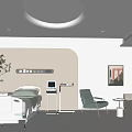 Modern Clean Hospital Outpatient Room With Medical Equipment Sofa Chair Plant Painting Ceiling Light 3d model