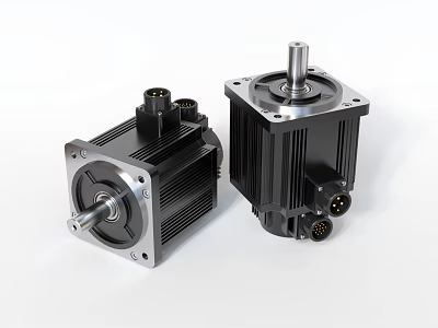 Industrial Servo Motors With High Precision Metal Housing Shaft And Connectors For Automation 3d model