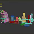 Complete Set of Household Science Supplies Including Microscope Beaker Test Tube and Petri Dish