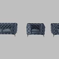 VIG Furniture Tufted Blue Sofa And Armchair Modern Elegant Upholstered Design