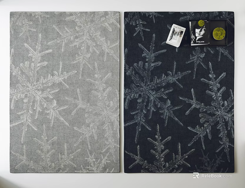 Square Rugs with Snowflake Pattern Design in Gray and Dark 3d model 