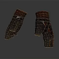 Brown And Red Leather Gloves With Decorative Straps Buttons And Vintage Design