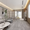 Modern Lounge Area Interior Design With Sofa Coffee Table Decorative Painting Green Plant And Bookshelf