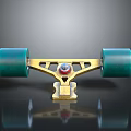High Performance Green Wheels Skateboard Truck With Gold Frame And Sturdy Design