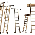 Sturdy Wooden Ladders Essential Hardware Tools With Various Sizes And Designs 3d model