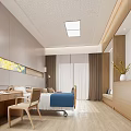 Modern Hospital Outpatient Ward Interior With Bed Chair Desk TV Curtains And Clean Design