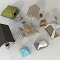 Different Types of Camping Tents With Outdoor Dining Furniture And Shade Structures