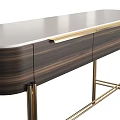 Modern Minimalist Dressing Table With Dark Wood Cabinet And Gold Metal Legs