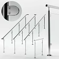 Modern Glass Railing Fence with Metal Frame and Staircase Design Elements