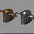 Gold And Silver Horned Helmets With Metallic Finish And Medieval Decorative Horns