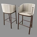 Stylish Wicker Bar Stools With Wooden Legs And Curved Backrest Design