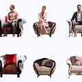 Elegant Single Sofa Designs In Red Beige Gray With Soft Upholstered Fabric And Armrests