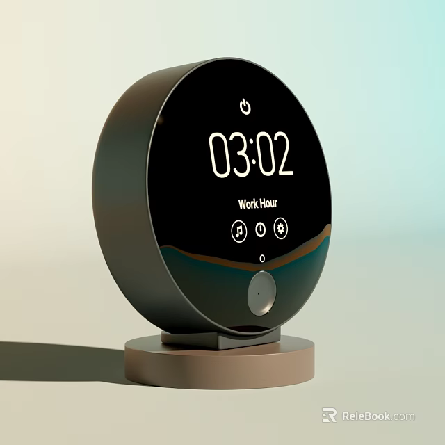 Smart Intelligent Machine With Circular Screen Time Display Work Hour And Control Icons 3d model 