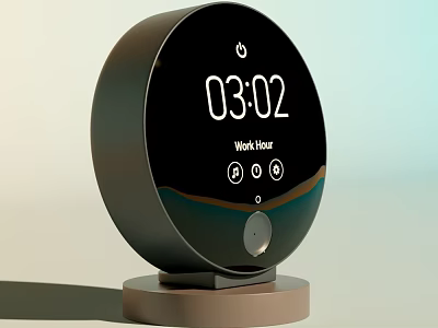 Smart Intelligent Machine With Circular Screen Time Display Work Hour And Control Icons 3d model