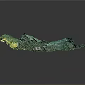 3D Terrain Landscape Model With Green Vegetation And White Pathways