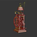 Ornate Vintage Mechanical Clock Featuring Brass Gears Bell And Wooden Stand