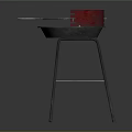 Portable Round Outdoor Grill With Red Top Metal Stand And Grill Rack