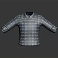 Casual Blue And White Plaid Collared Shirt With Rolled Cuffs Design