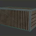Wooden Storage Box With Vertical Striped Design And Metal Edge Trim For Home Use