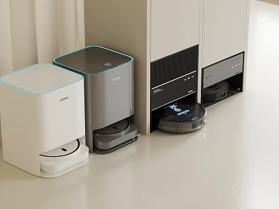ECOVACS Smart Cleaning Devices With Robot Vacuum And Dust Collection Bases In Modern Room 3d model