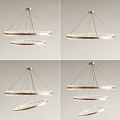Elegant Modern Layered Circular Chandelier With Brass Frame And Transparent Crystal Details