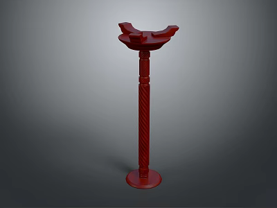 Red Spiral Column Garden Ornament With Decorative Top Stand Design For Gardens 3d model