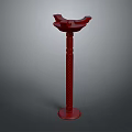 Red Spiral Column Garden Ornament With Decorative Top Stand Design For Gardens