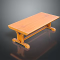 Wooden Dining Table With Simple Design Natural Wood Grain And Sturdy Four Legs